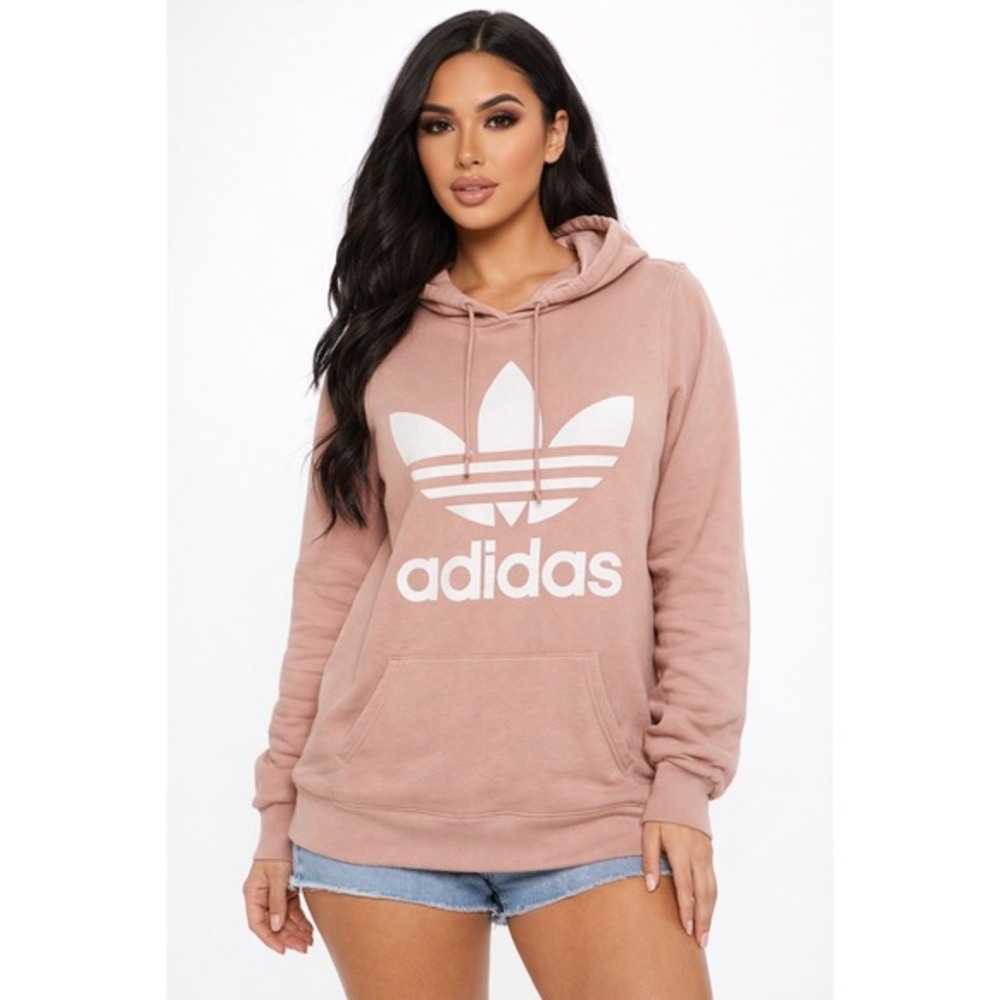 Adidas Trefoil Logo Pullover Hoodie Pink Women's Size Medium‎